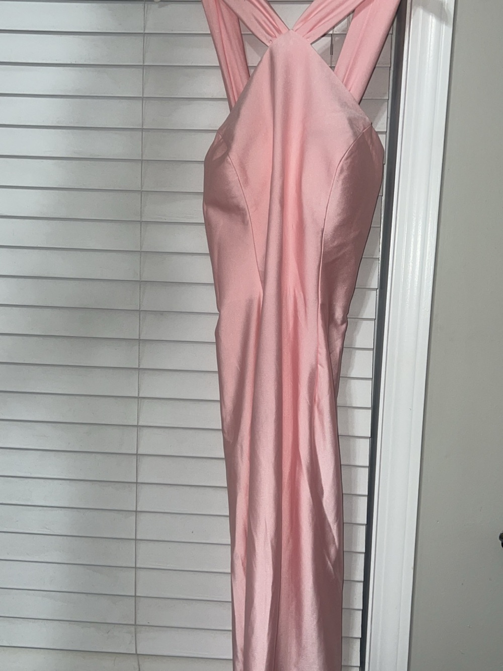 Source Unknown Blush Pink Satin Cross-Back Prom Dress